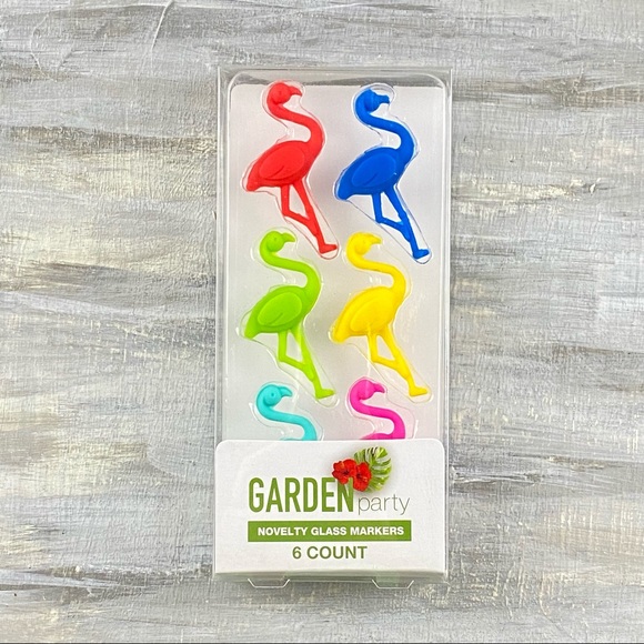 NWT Garden Party Novelty Glass Markers Wine Charms Bundle Cactus Flamingo Sets - Picture 7 of 11